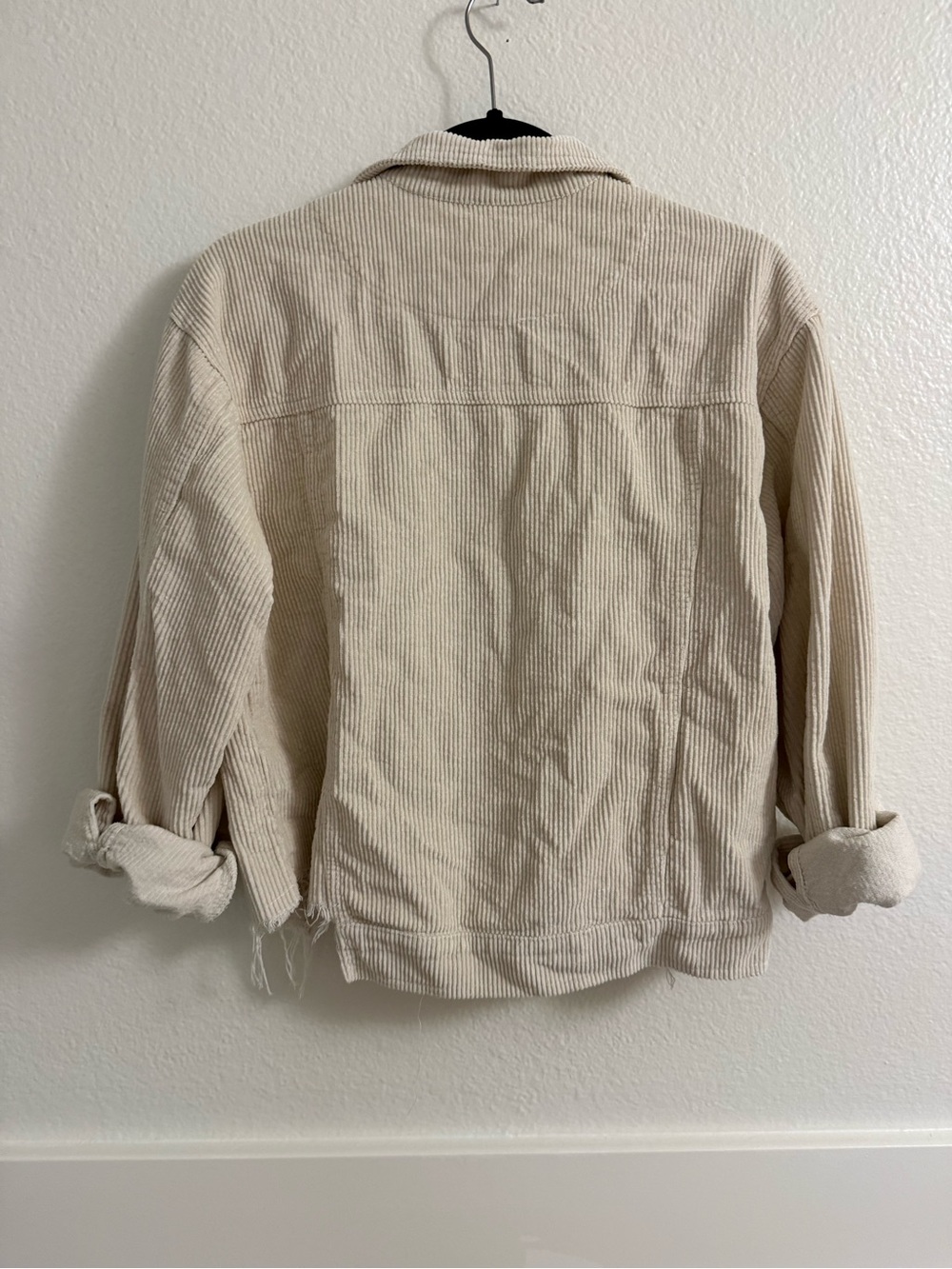 POL Cream Corduroy Trucker Jacket with Frayed Hem - Picture 3 of 3